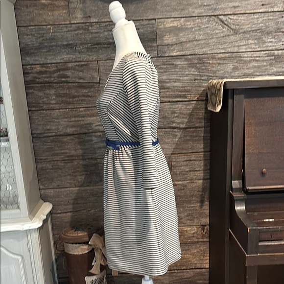 The Limited black and white striped dress with blue belt - Picture 6 of 13